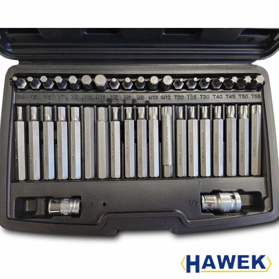 Комплект битове-накрайници HAWEK , 4401new , Hex, XZN и Torx, 1/2", 3/8", 40 броя