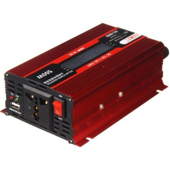 Инвертор на напрежение UKC KC-500D, 12V - 220V, 500W, LCD дисплей